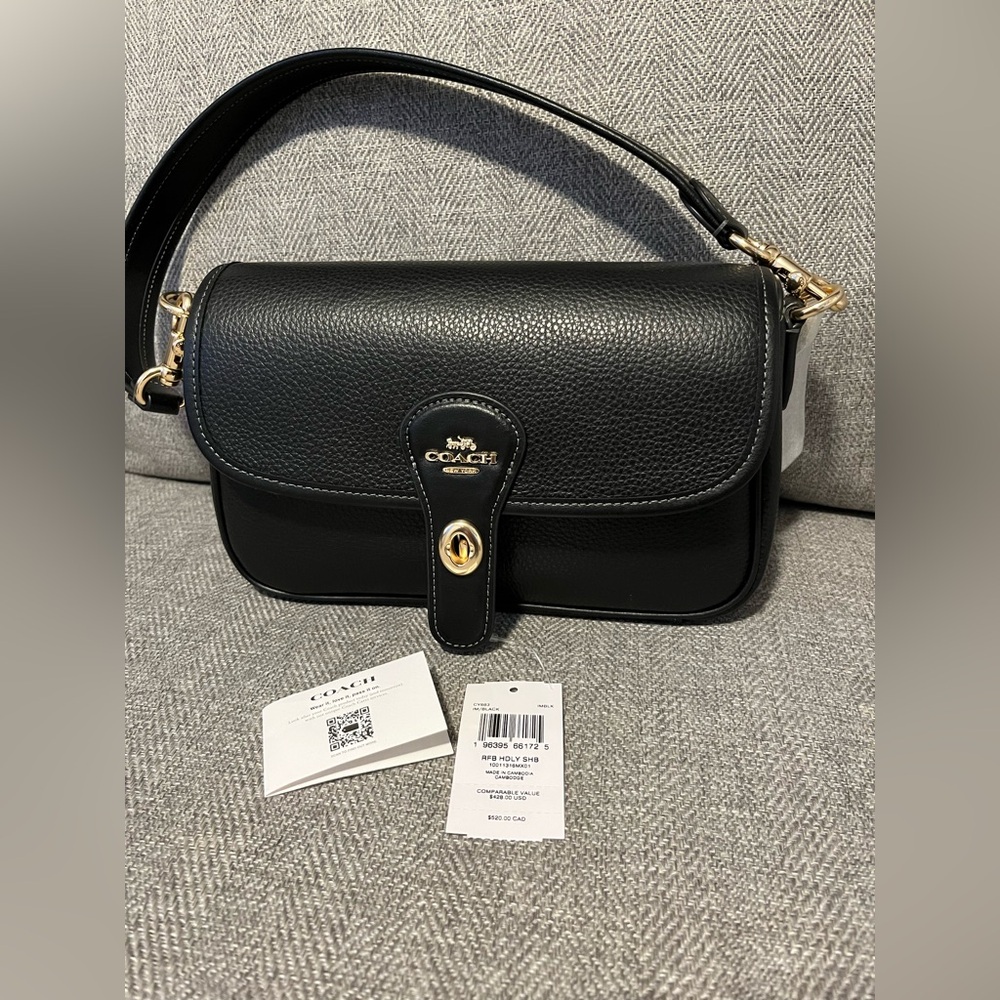 Coach Hadley black pebbled leather bag